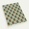 Bee pattern greeting card set on soft sage green background