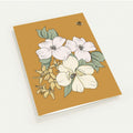 Dogwood greeting card set on golden mustard background