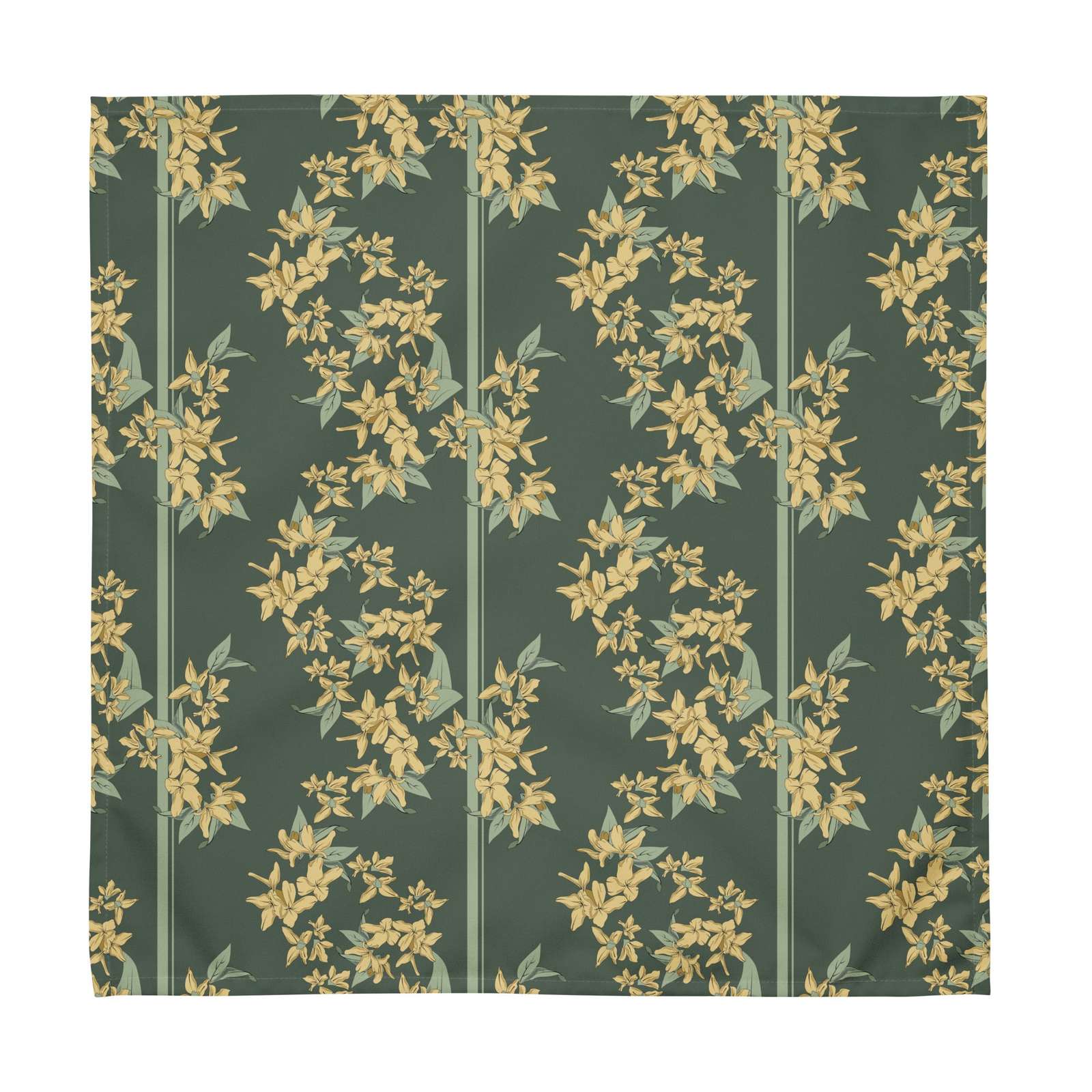 Cloth napkin set in Forsythia Bloom Juniper Stripe – broadcloth dining linen