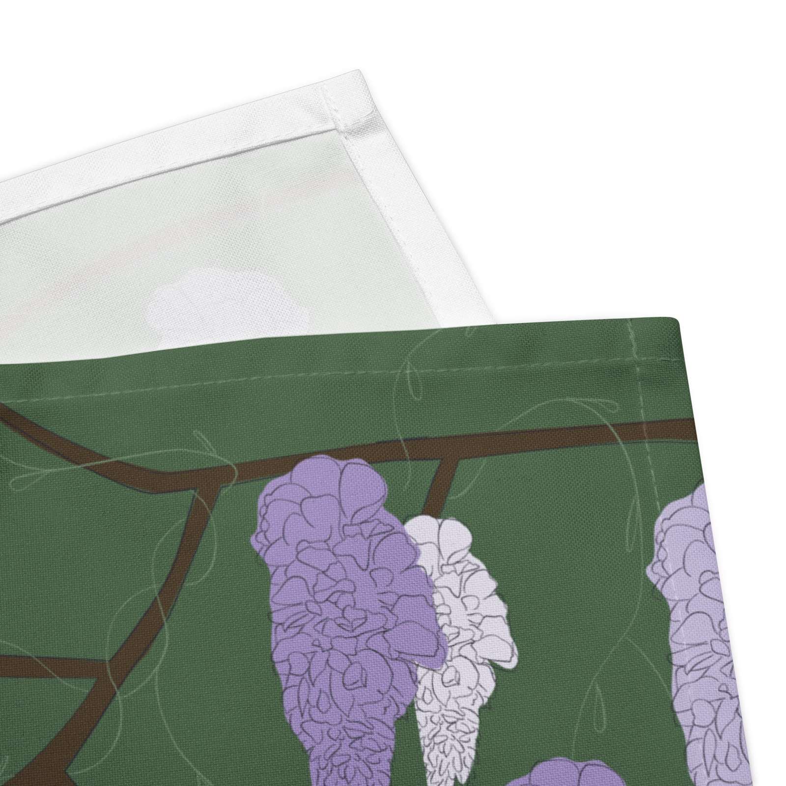 Cloth napkin set in Wisteria Trail Dark Green – broadcloth dining linen front and back