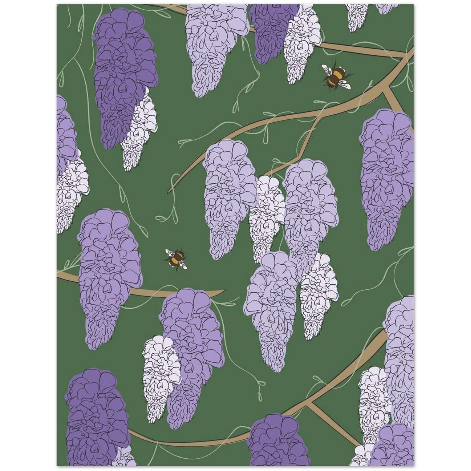 Wisteria-greeting-card-set-purple-and-cream detail