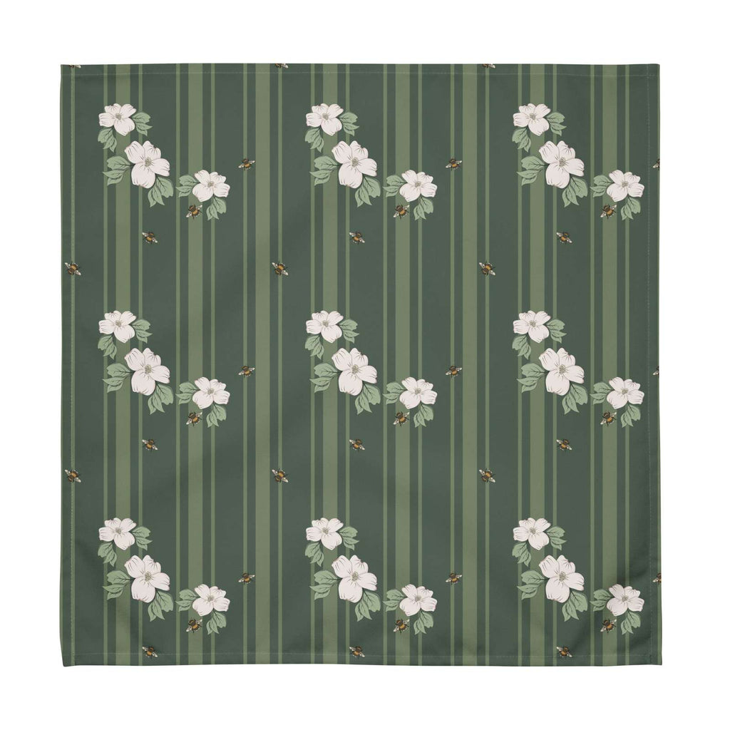Cloth napkin set in Dogwood & Bee Stripe Evergreen – broadcloth dining linen